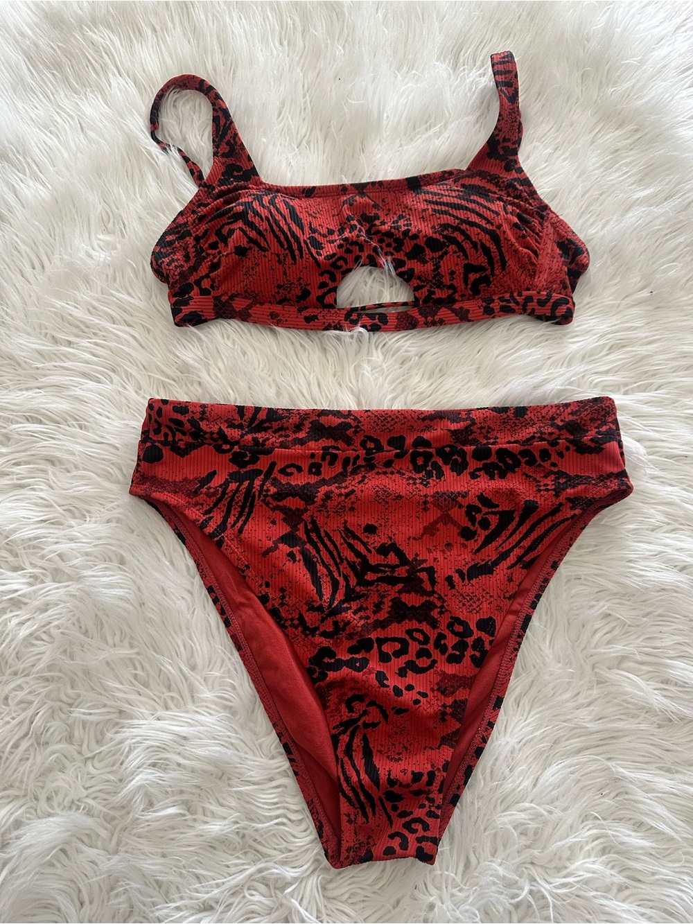 Xhilaration orange and Black Animal-Print Bikini Set